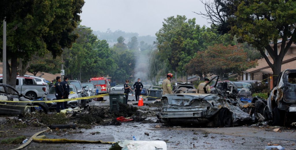 Wreckage and flames after Cessna jet crash in San Diego neighborhood